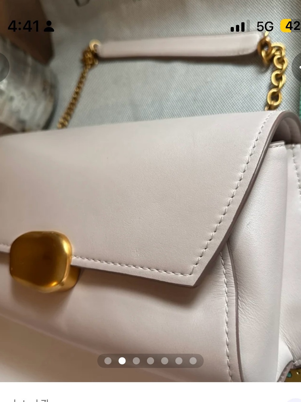 Donna Karan Soft Light Beige Leather Shoulder Bag with Gold Chain